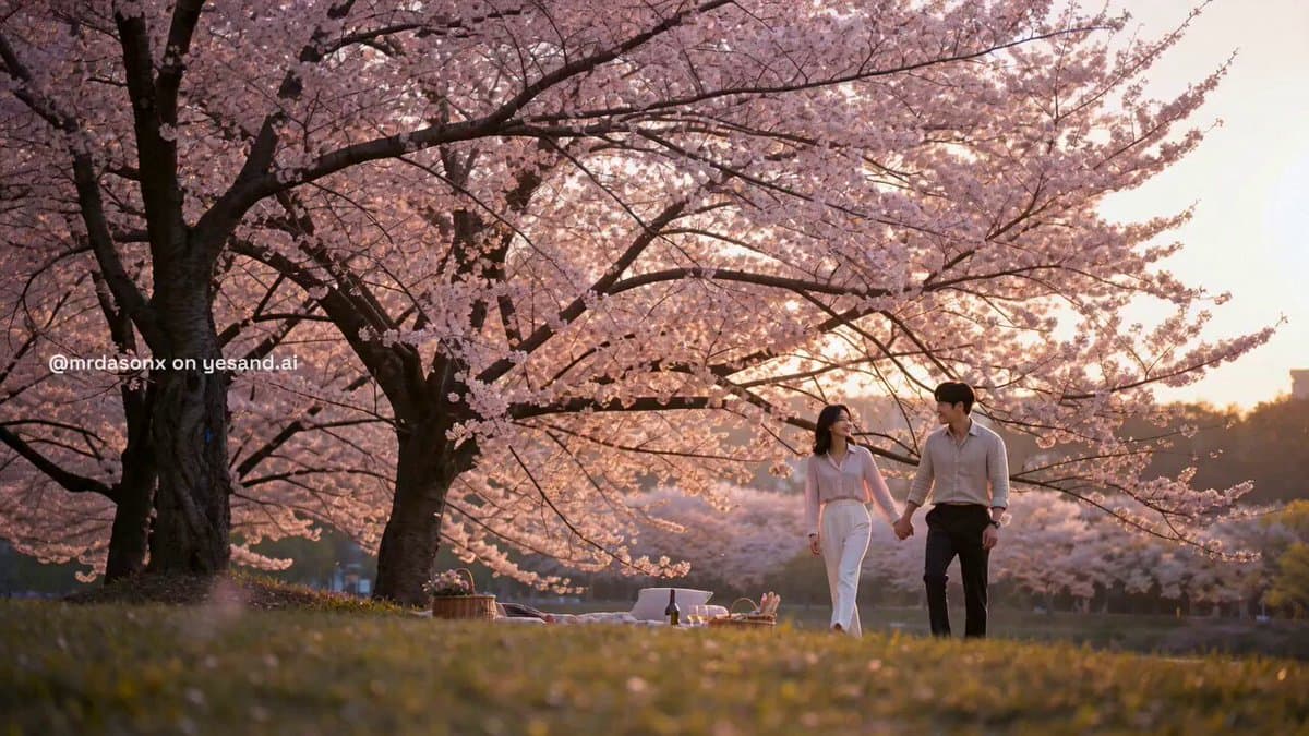 Korean Couple Sunset Picnic
