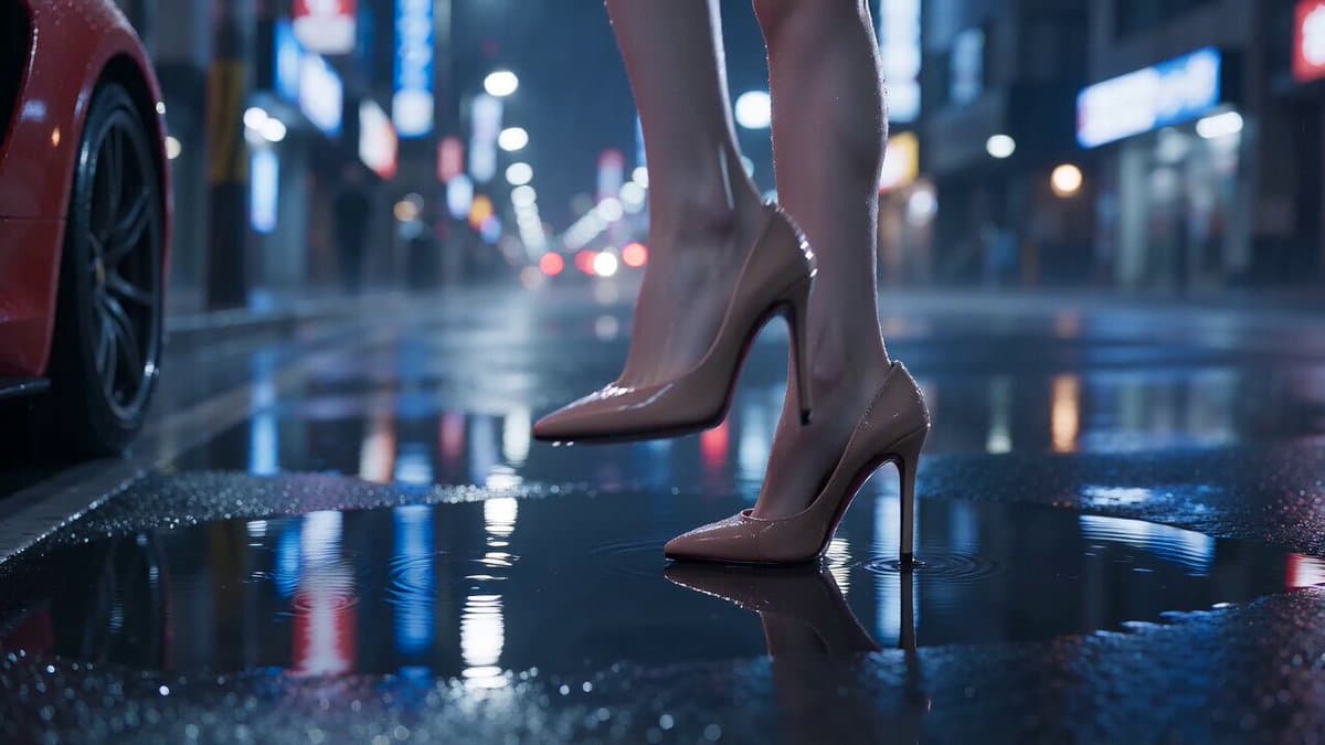 Tokyo Midnight Rainy Streetscape