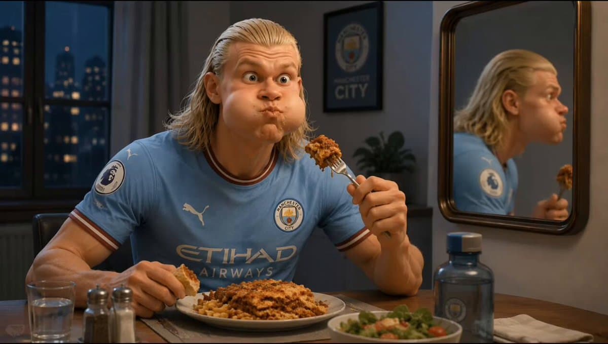 Erling Haaland Lasagna Dining Animation