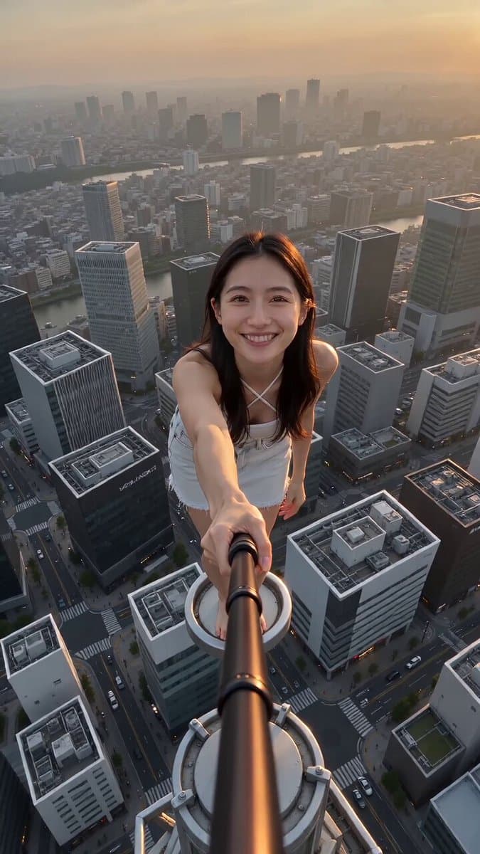 Sunset City Skyscraper Rooftop View