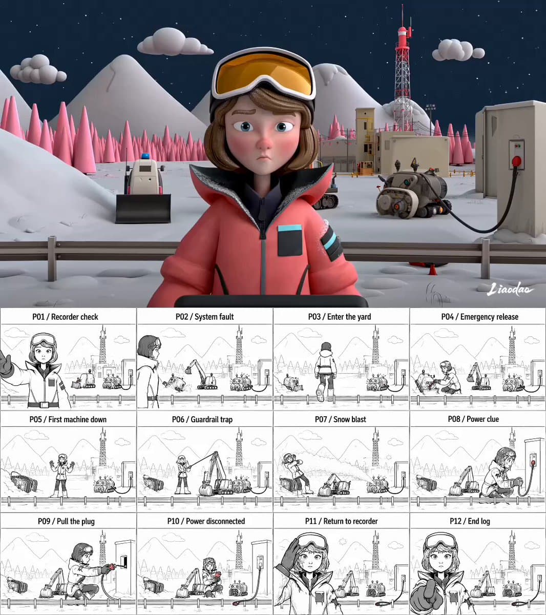 Miniature 3D Animation Snowfield Comedy