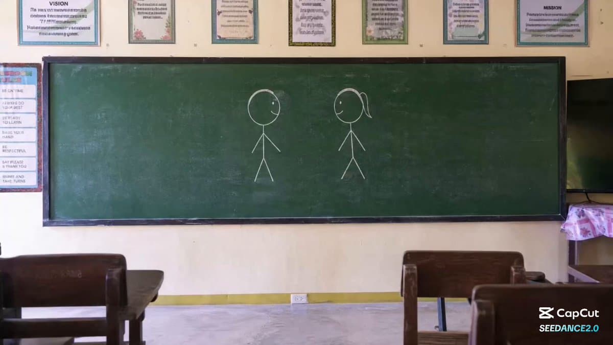 Chalkboard Stick Figure Karate Fight