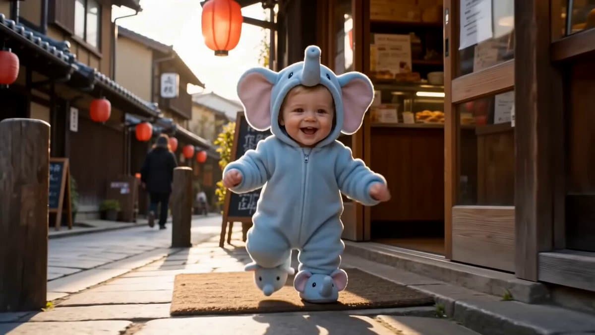Toddler in Blue Elephant Onesie