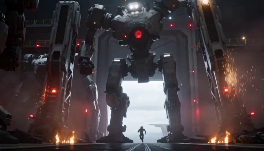 Collapsing Mech Hangar Escape