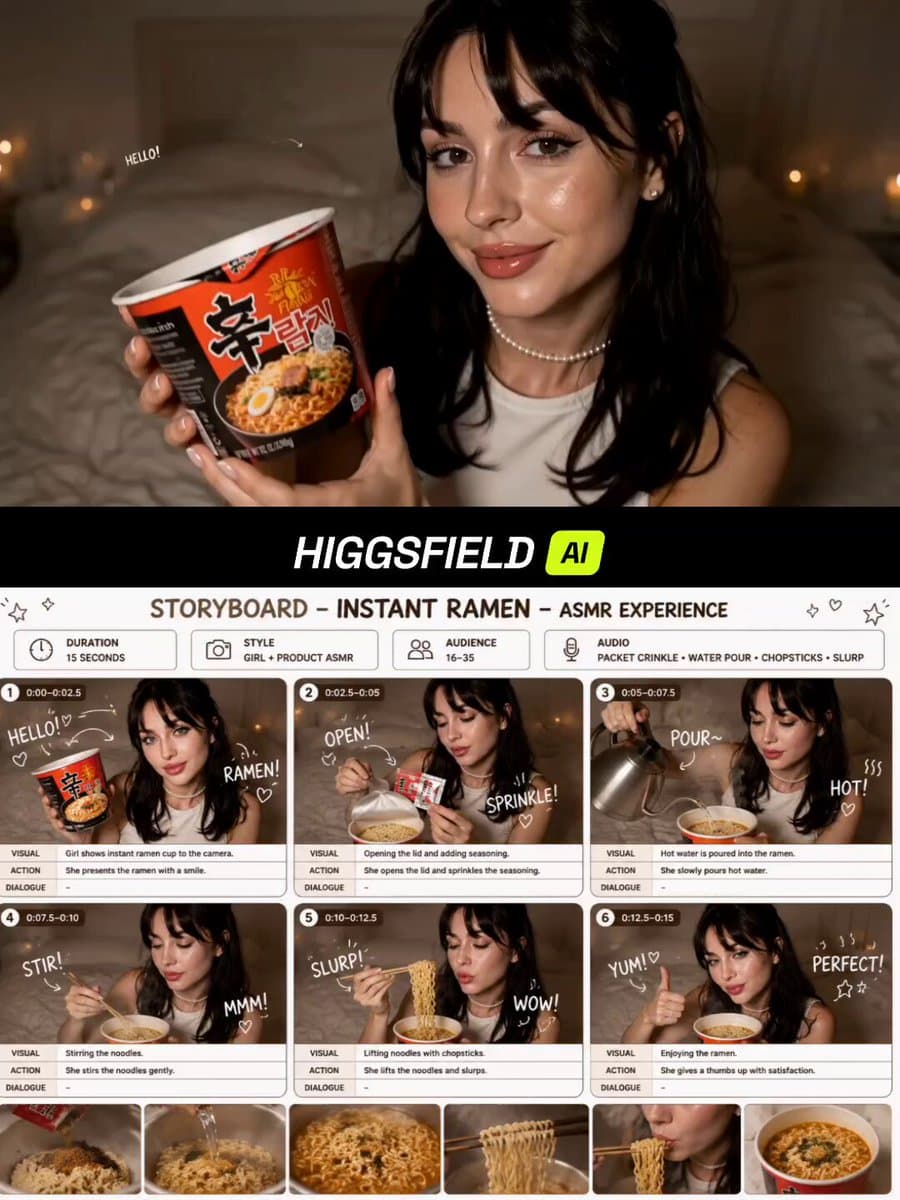 Instant Ramen ASMR Commercial Storyboard