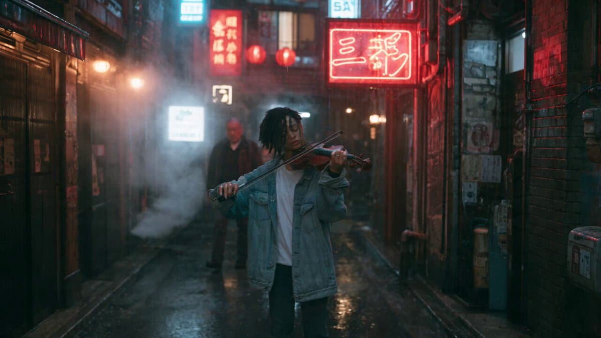 Rainy Neon Tokyo Violinist
