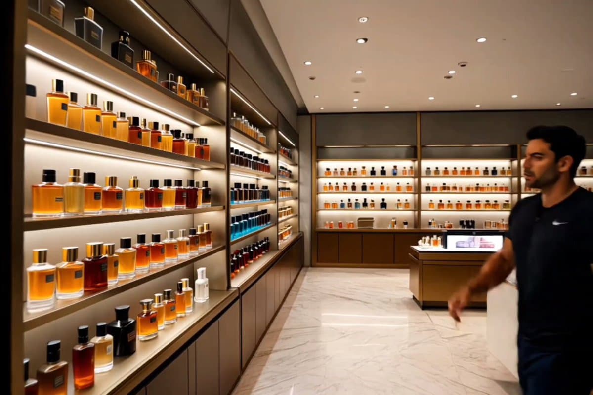 Luxury Perfume Boutique Tracking Shot