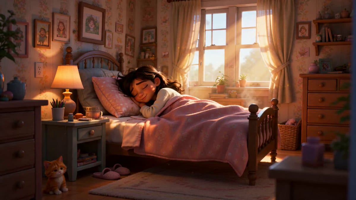 Pixar Style Sleeping Girl Animation