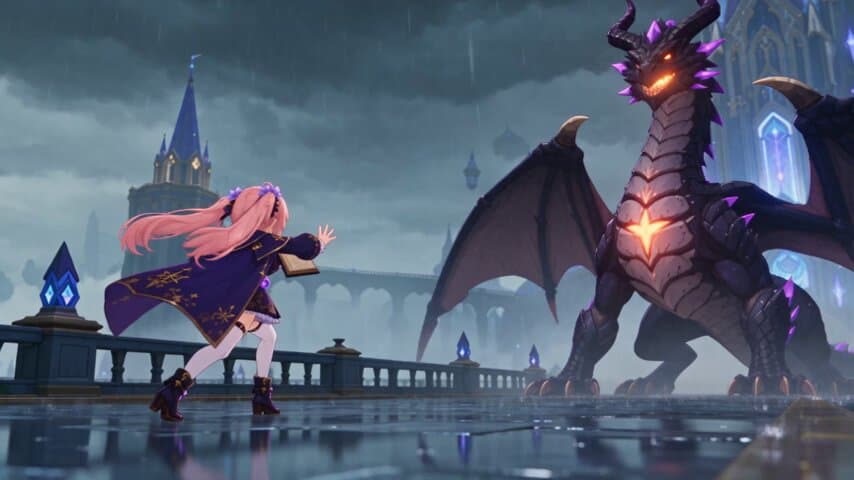 Epic Fantasy Anime Dragon Battle