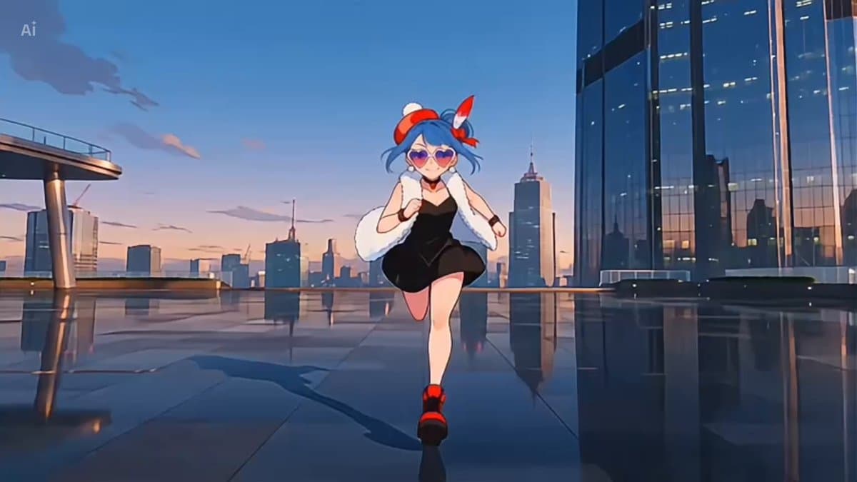 Anime Girl Cinematic One-Cut in Future City