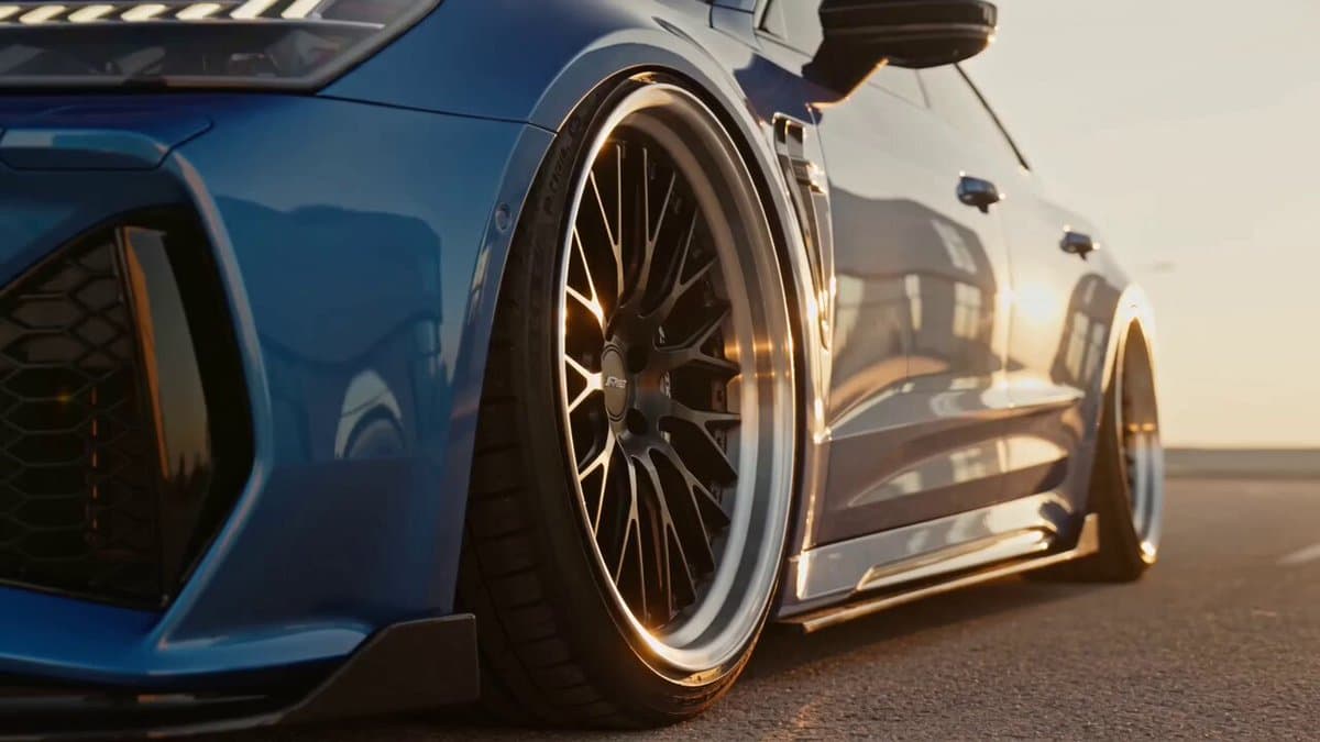 Metallic Blue Sports Sedan Commercial