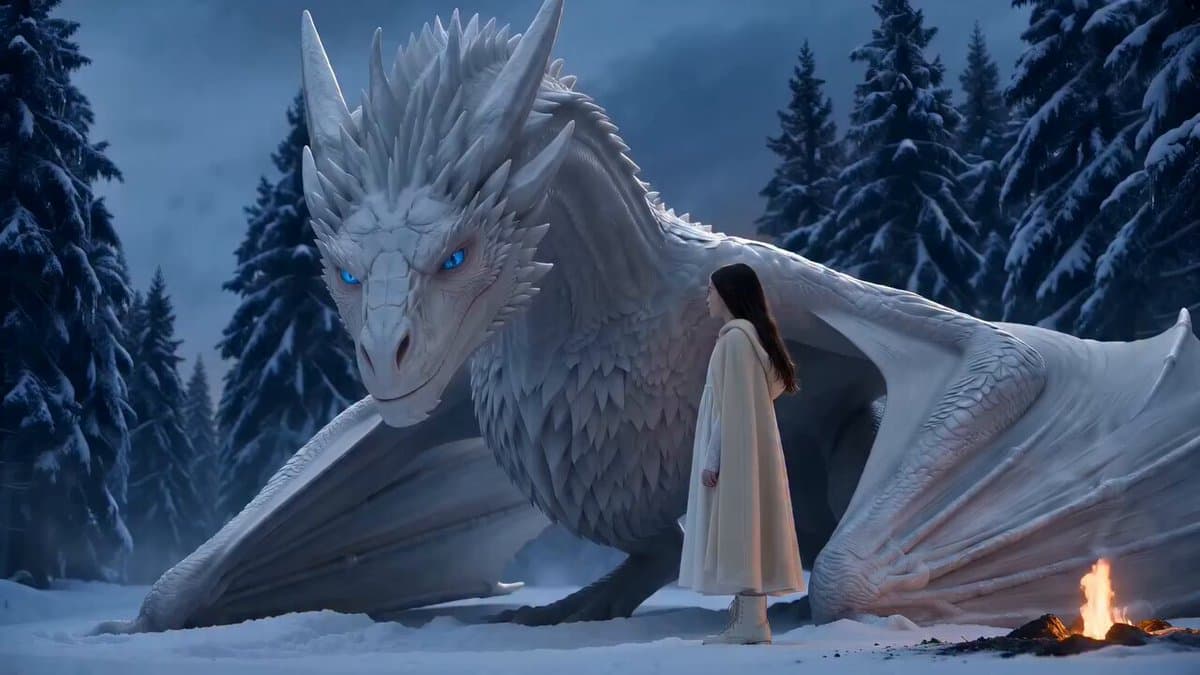Woman Riding Ice Dragon