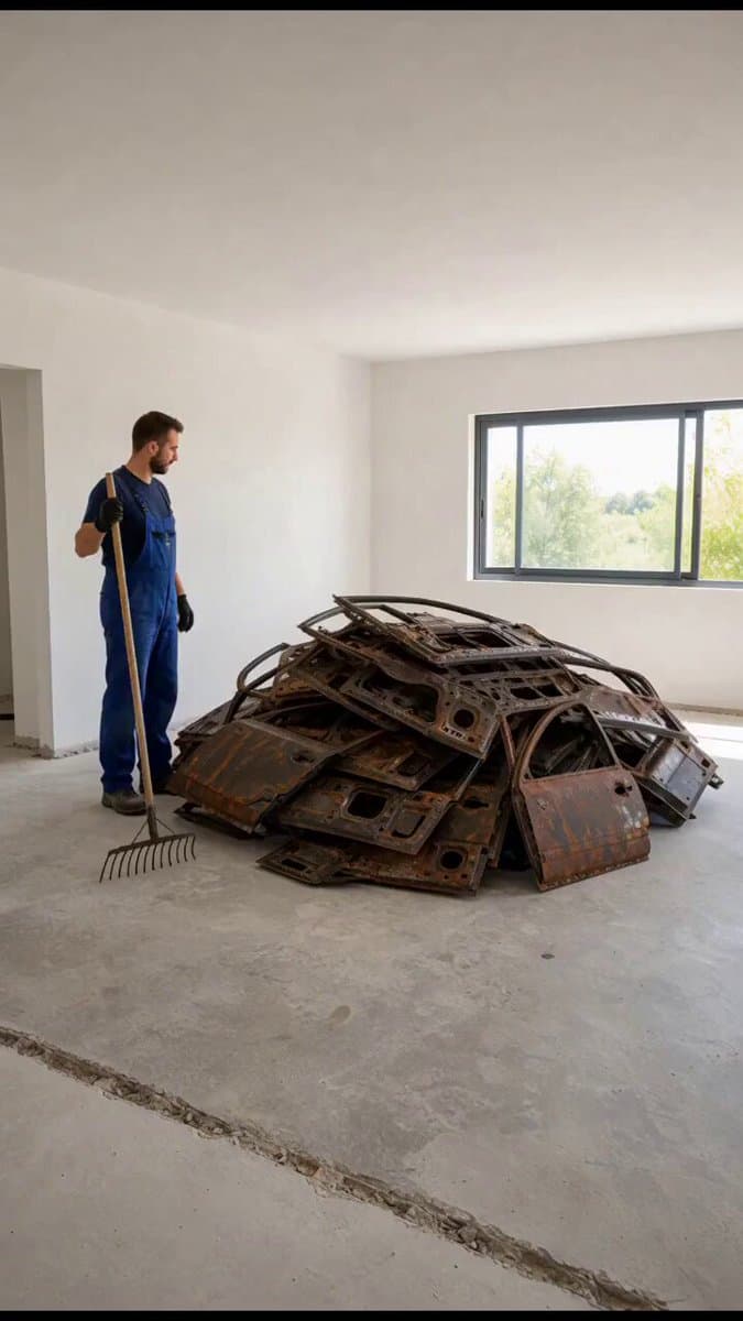 Rusty Car Parts Mirror Floor