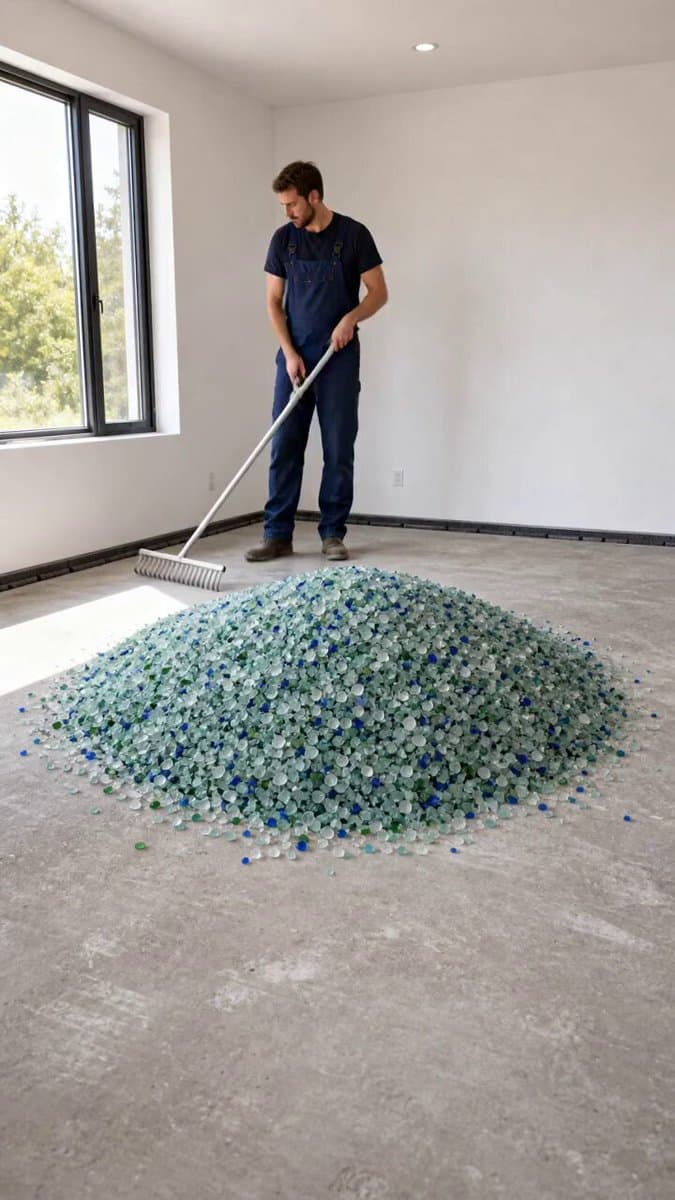 Sea Glass Terrazzo Bedroom Floor