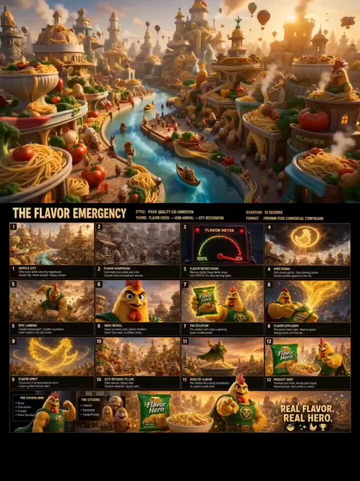 Pixar-Style Noodle City Animation