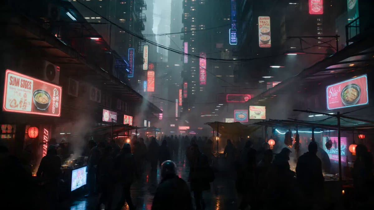Cyberpunk Underground Market Courier