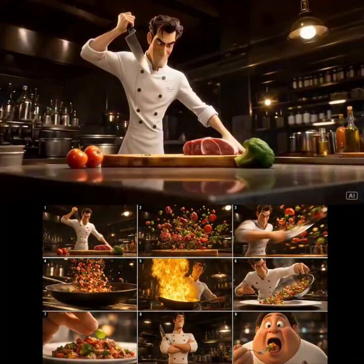Cinematic 3D Chef Cooking Stir-fry