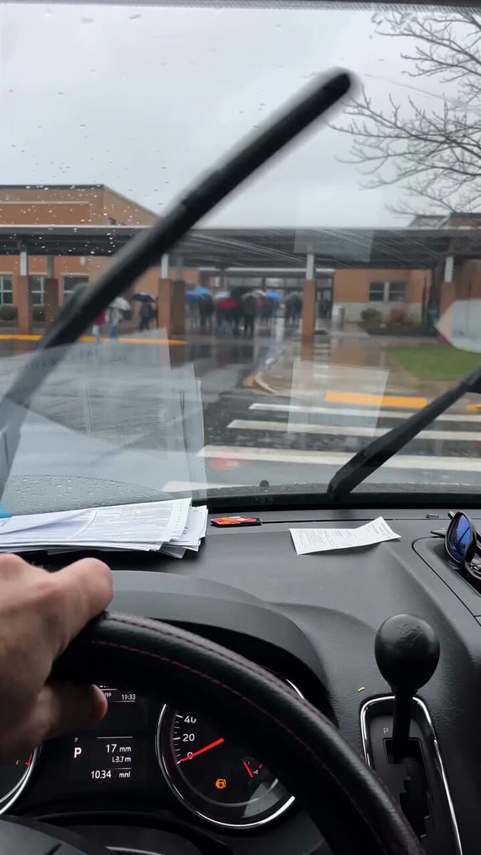 Smartphone POV Rainy School Pickup