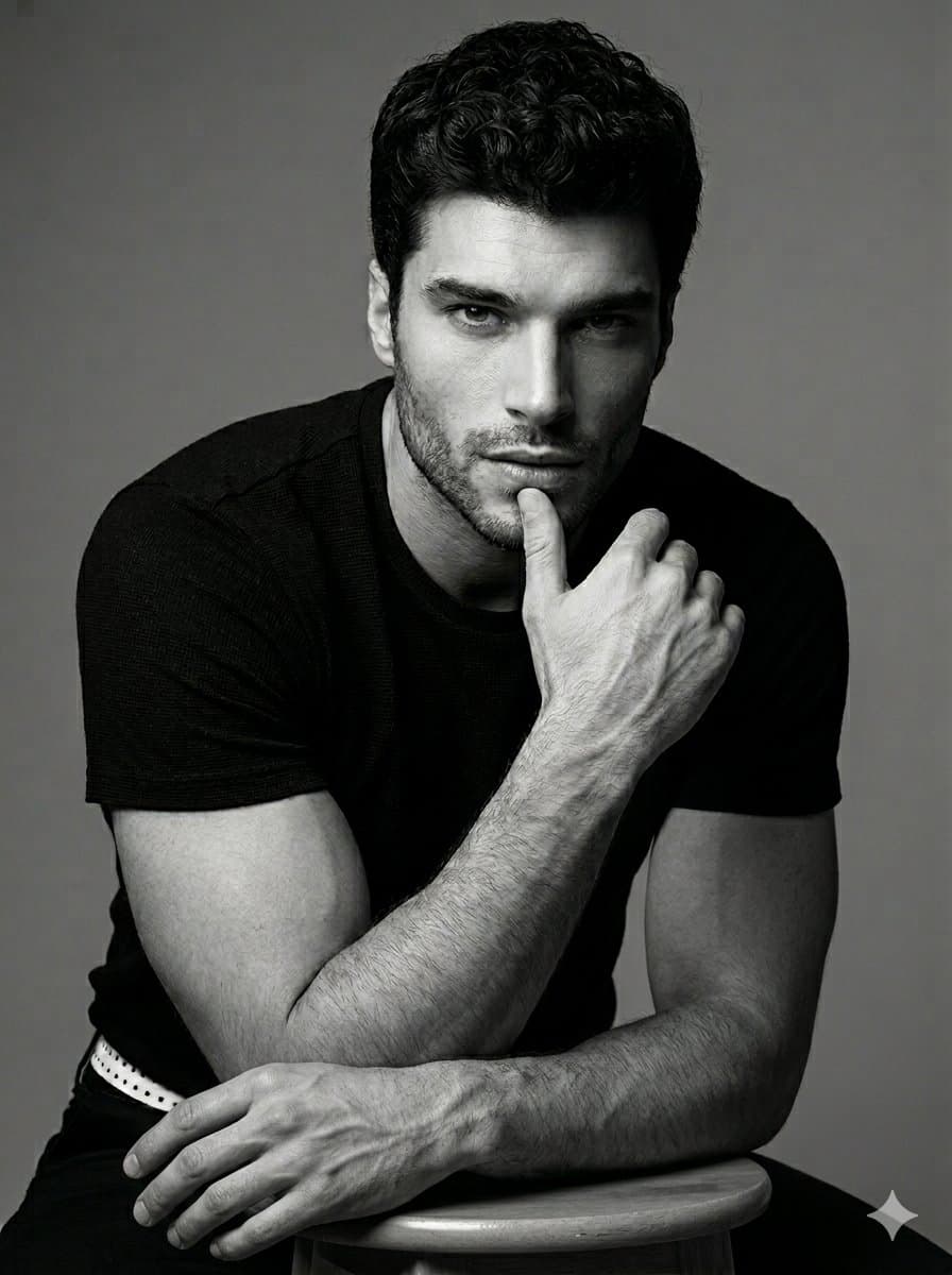 Black and White Male Studio Portrait