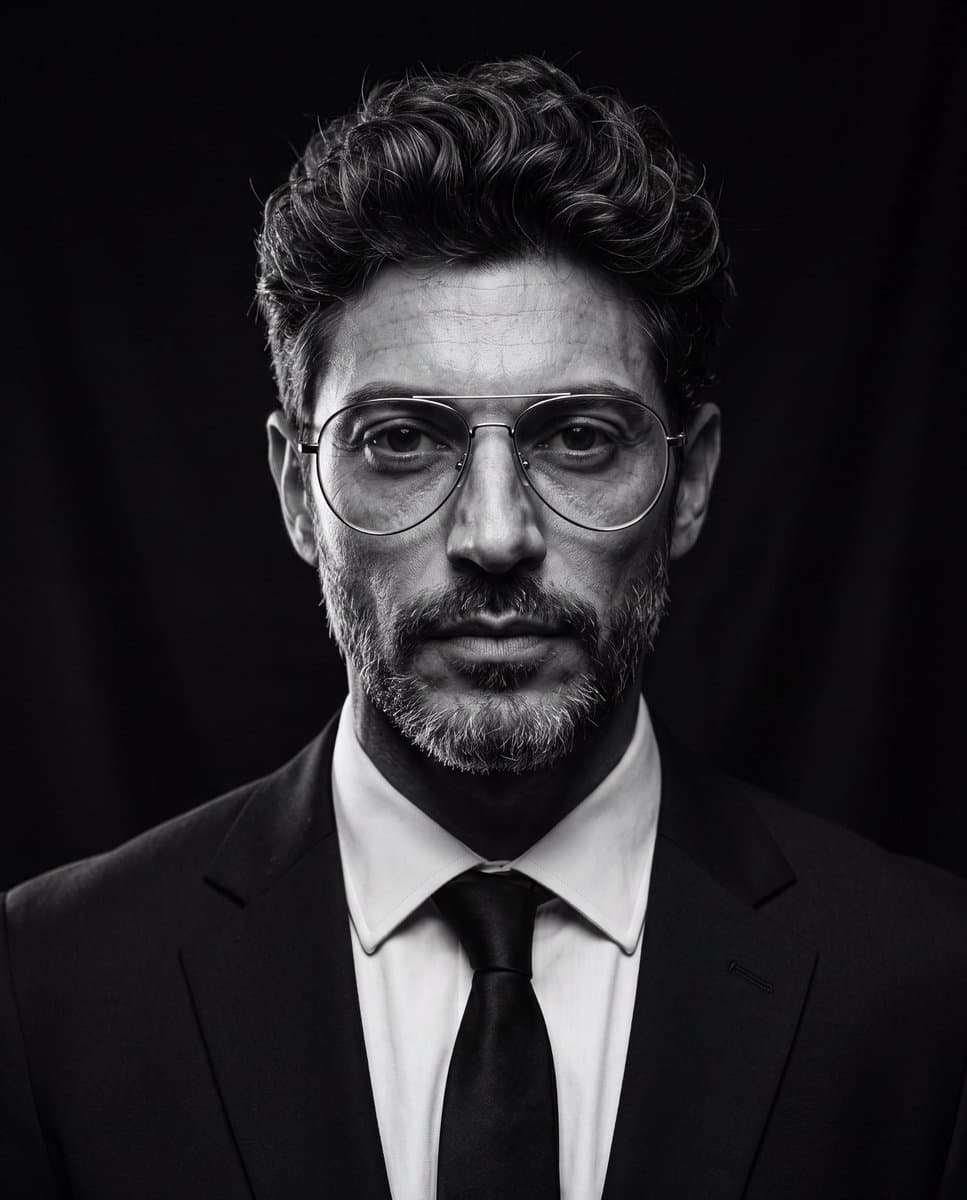 Cinematic B&W Studio Portrait