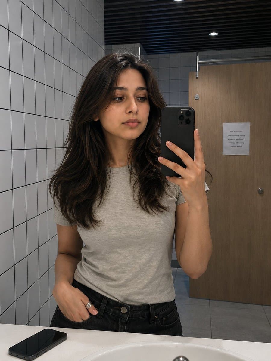 South Asian Woman Mirror Selfie
