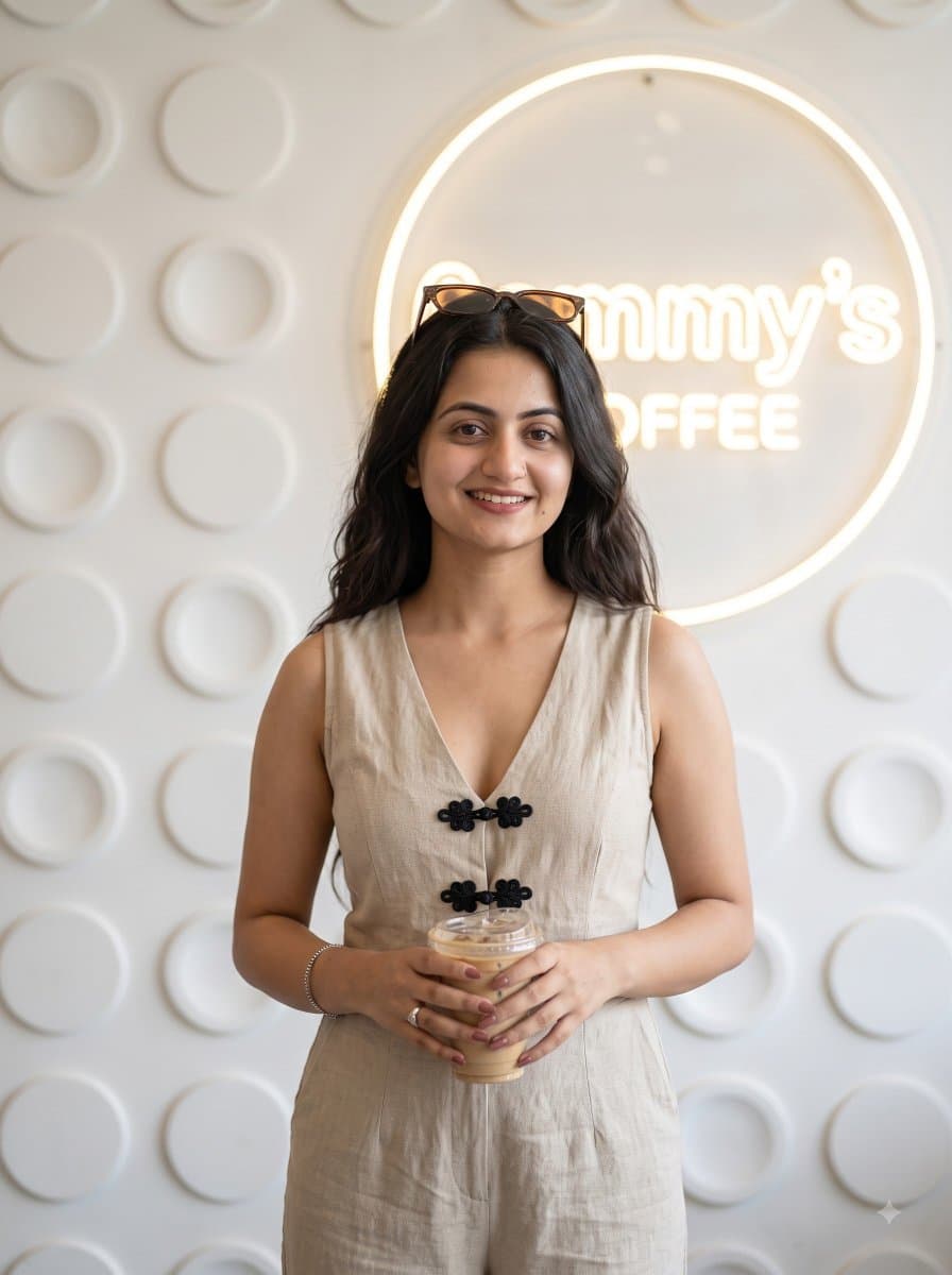 Indian Woman Lifestyle Cafe Portrait