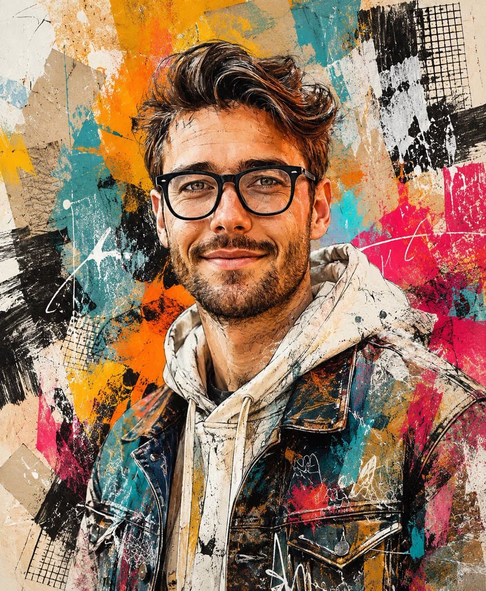 Handcrafted Mixed Media Portrait Painting