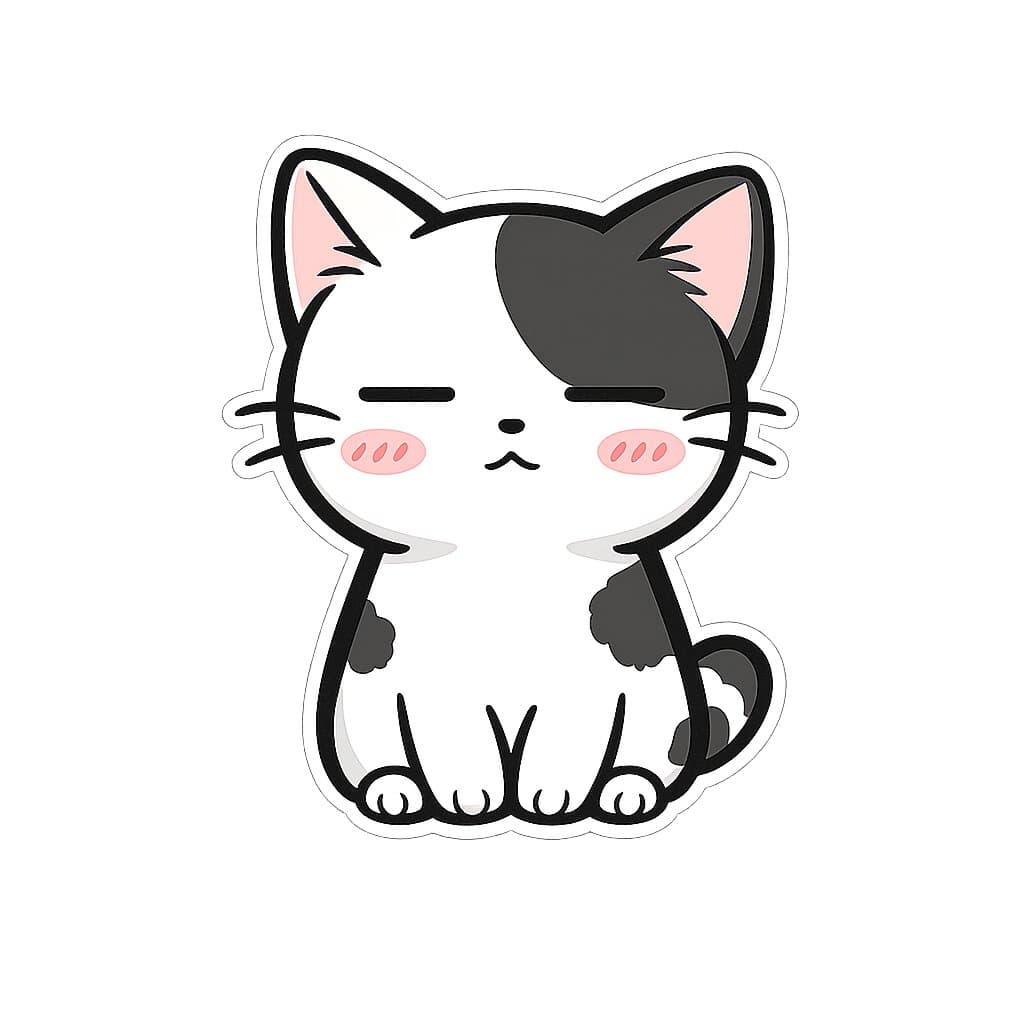 Kawaii Closed-Eye Cat Sticker