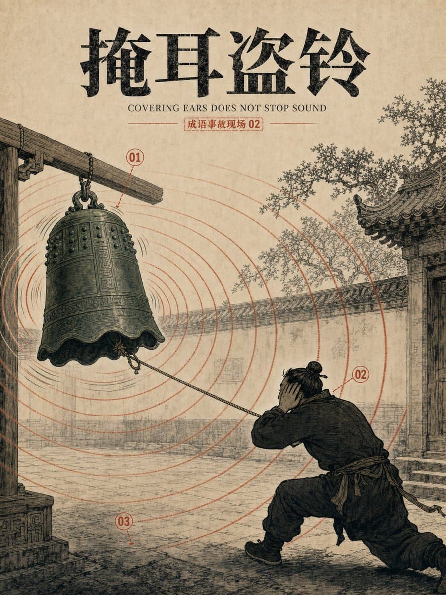 Vintage Chinese Idiom Bell Poster