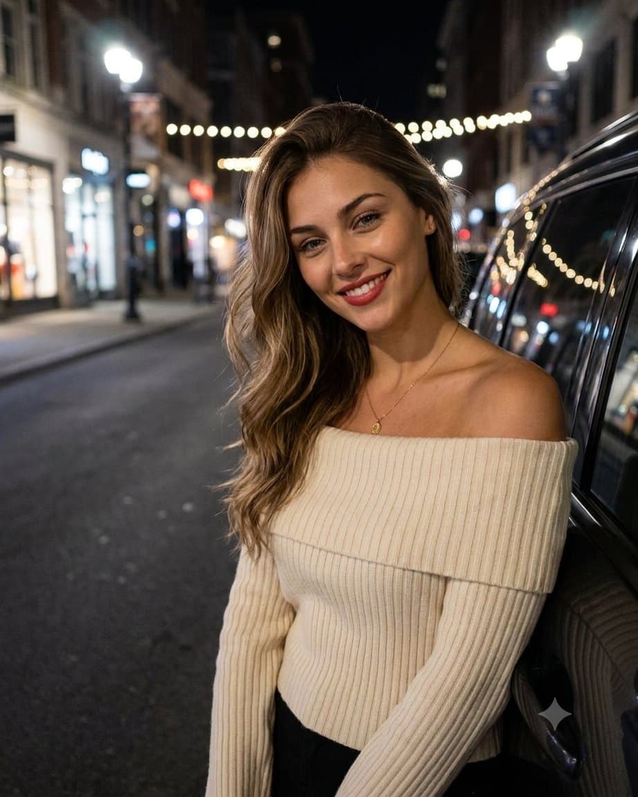 Young Woman Night Street Portrait
