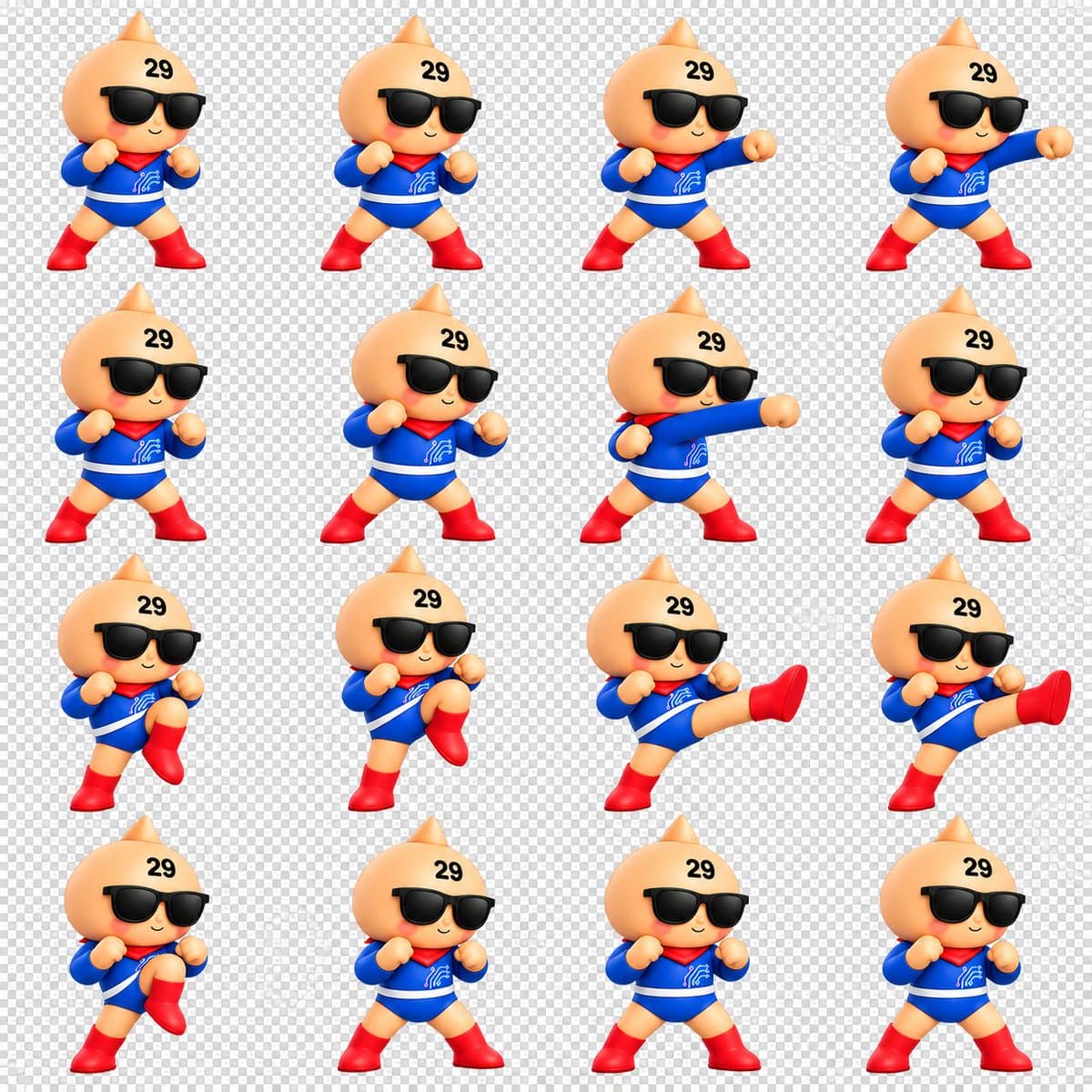Chibi Mascot Fighting Sprite Sheet