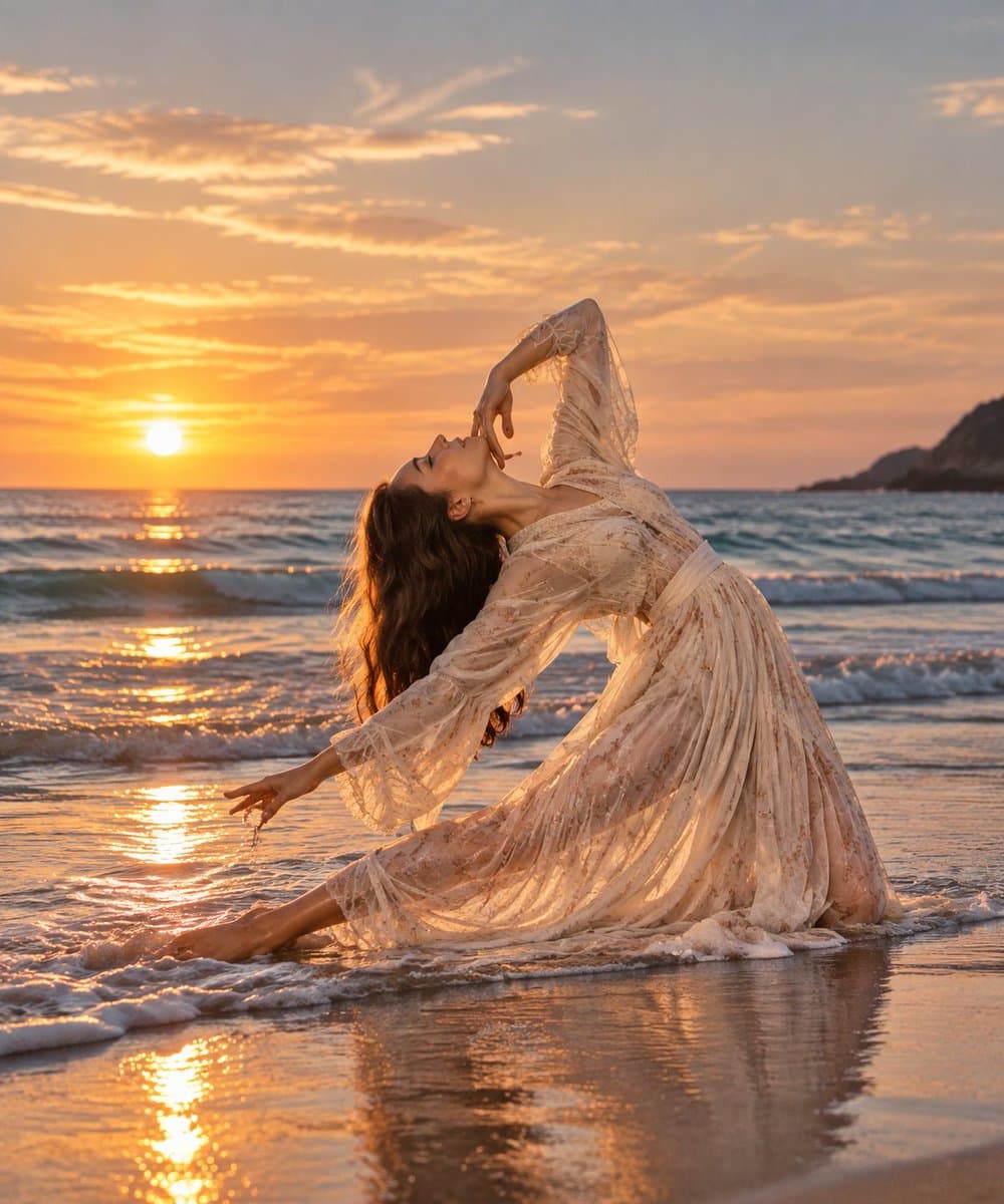 Golden Hour Sunset Beach Fashion