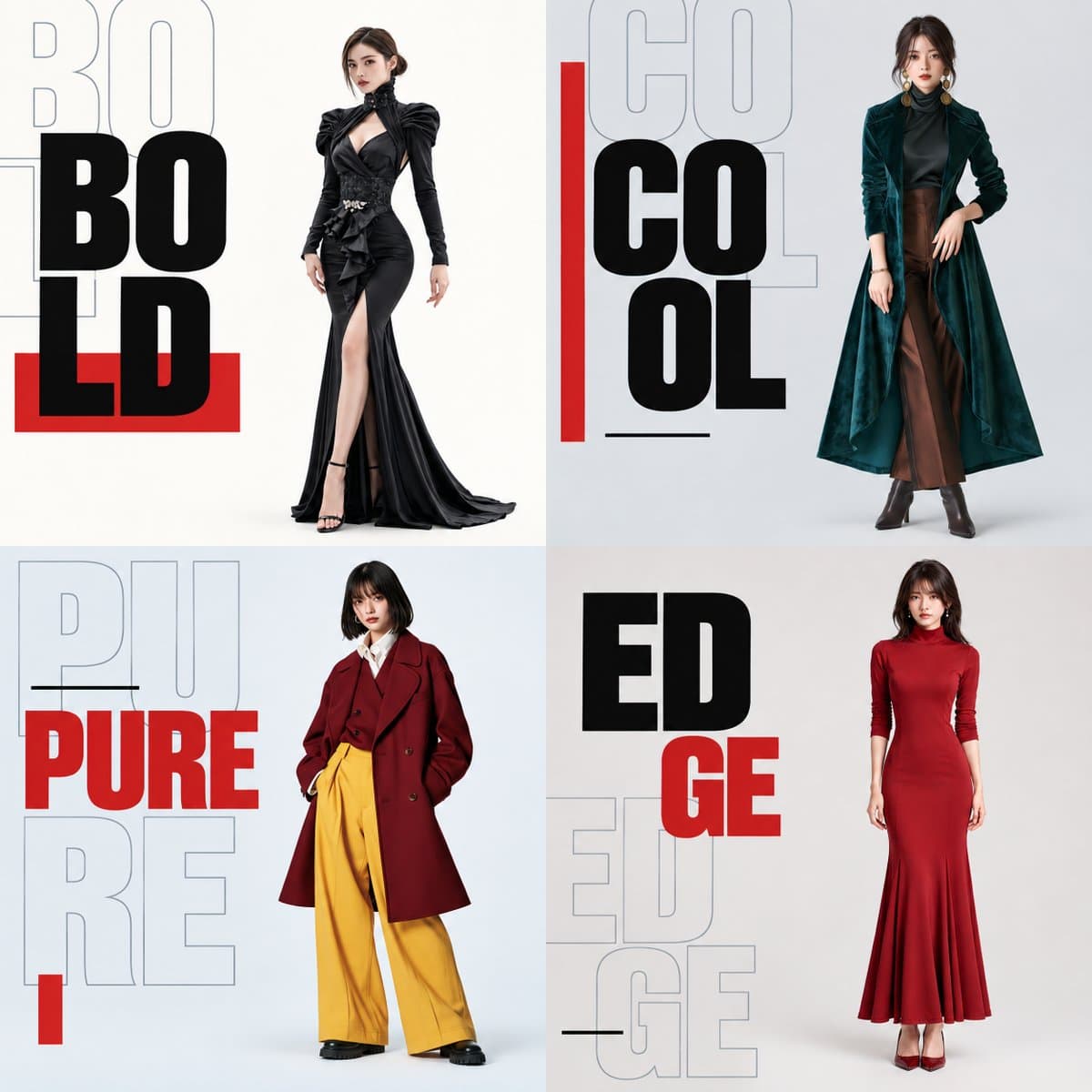 Fashion Campaign 4-Panel Collage Prompt