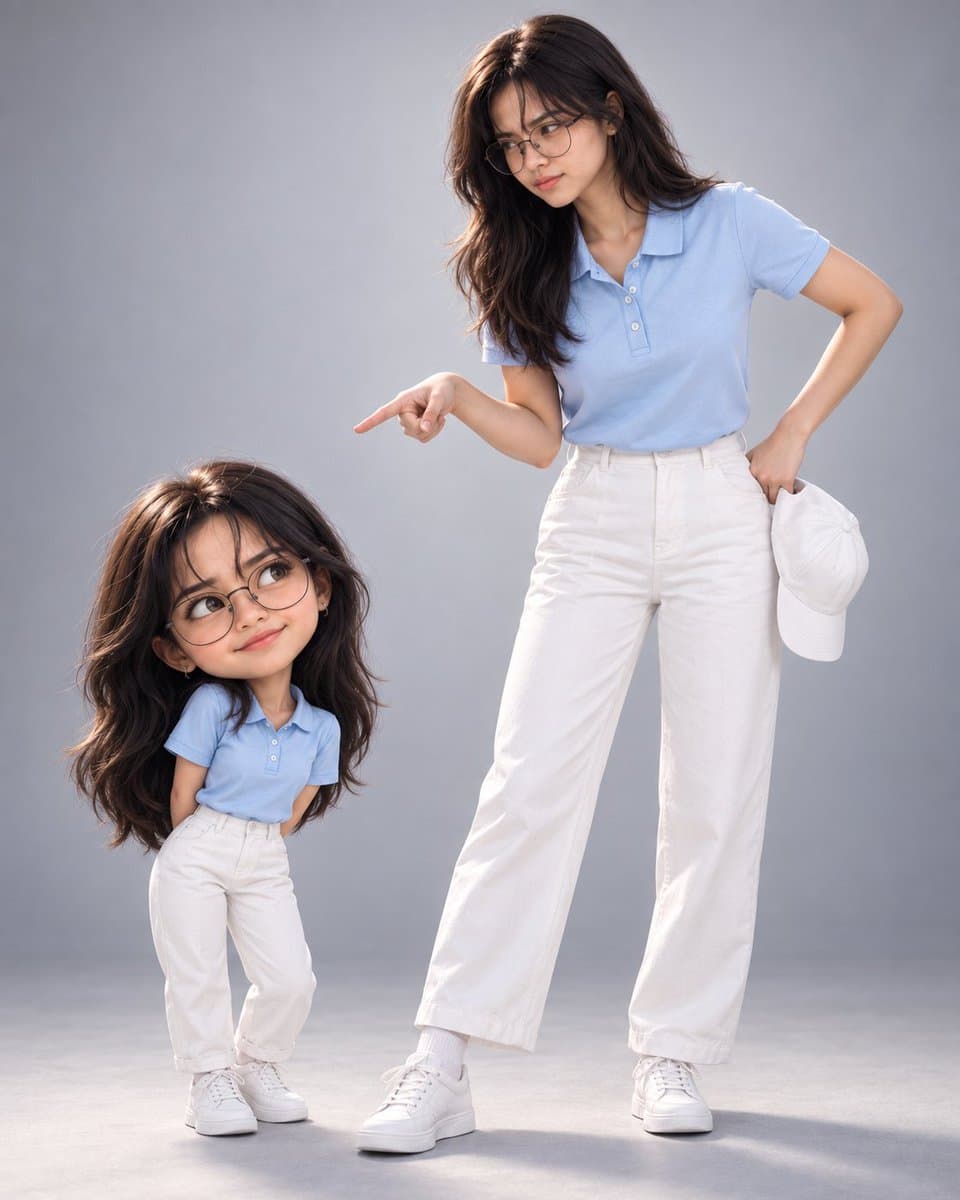 Woman With Matching 3D Bobblehead