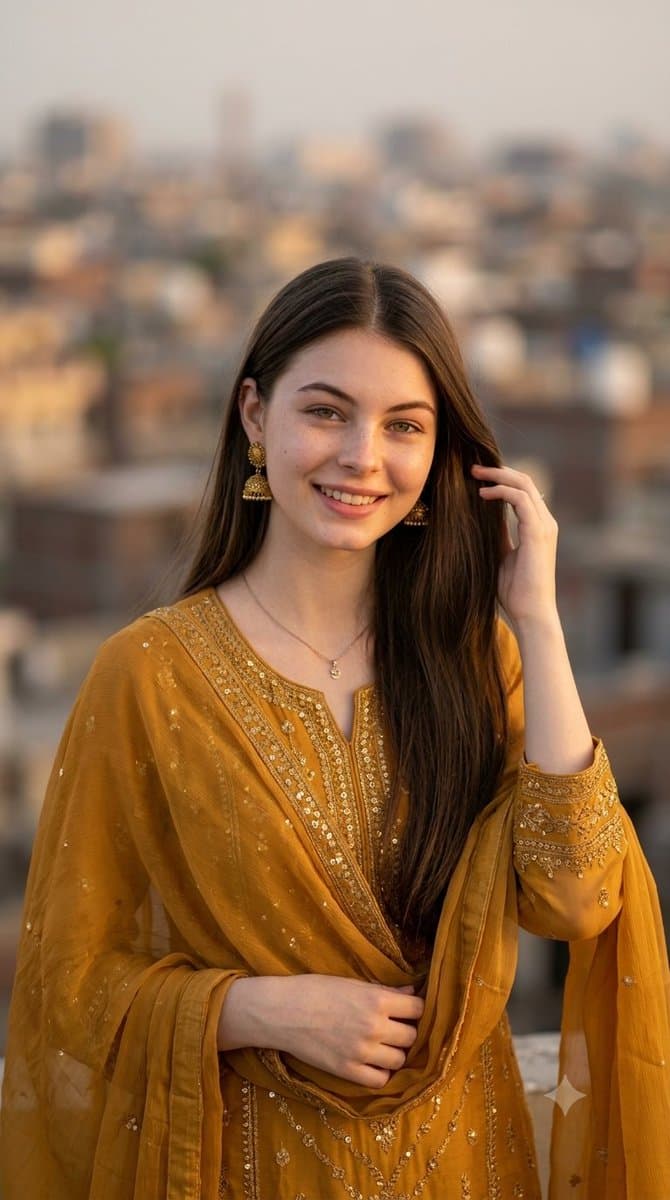 South Asian Woman Shalwar Kameez