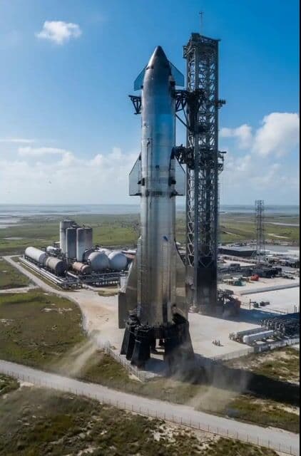 Starship Rocket Vertical Ascent Drone Shot