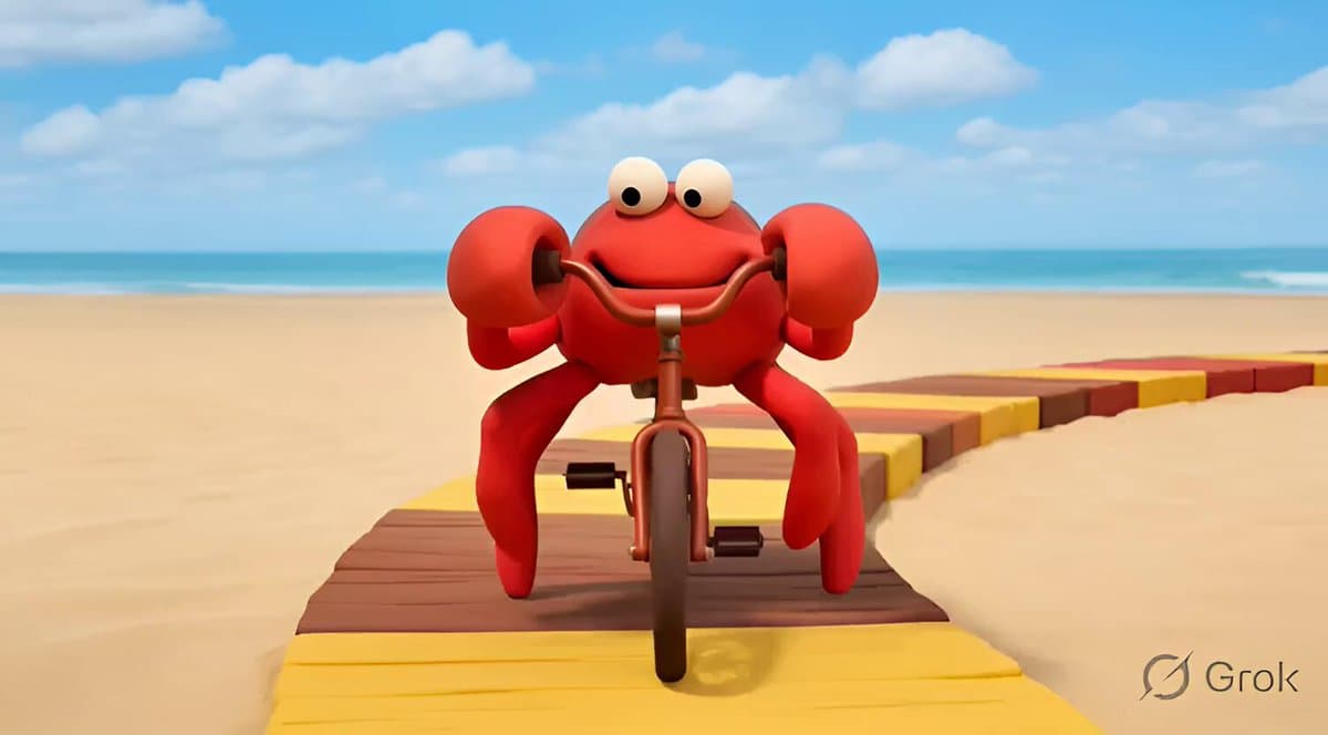 Clay Crab Riding Bicycle Beach