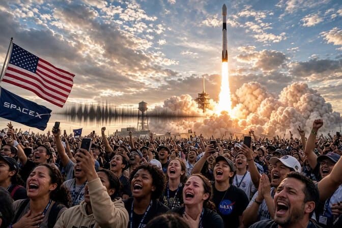 Falcon 9 Launch Crowd Reaction Prompt